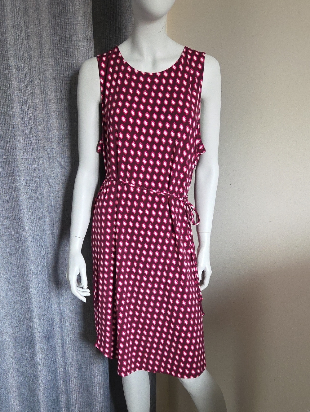 Banana Republic Magenta Print Cut Out Sleeveless Tie-Waist Midi Dress